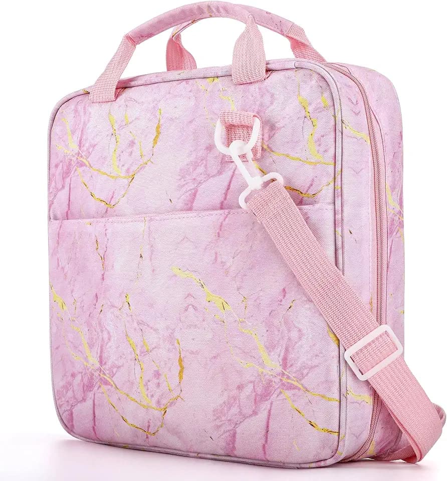 Zipper Binder Folder Keeper with Strap 2", 3 Ring, Pink, Marble