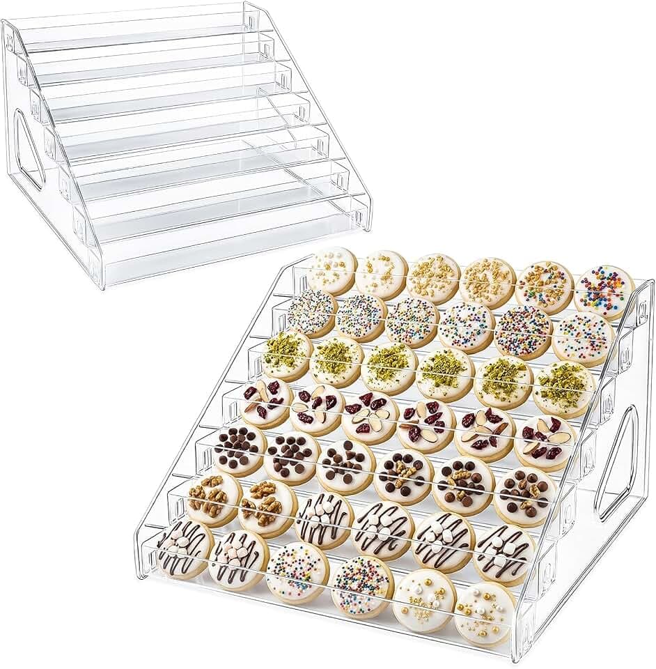 Clear Acrylic 7-Tier Cookie Display Stand, Tiered Dessert Stand for Cupcakes, Cookies & Pastries, Ideal for Bakers, Vendors, Birthday Parties, Craft Fairs & Market Booths