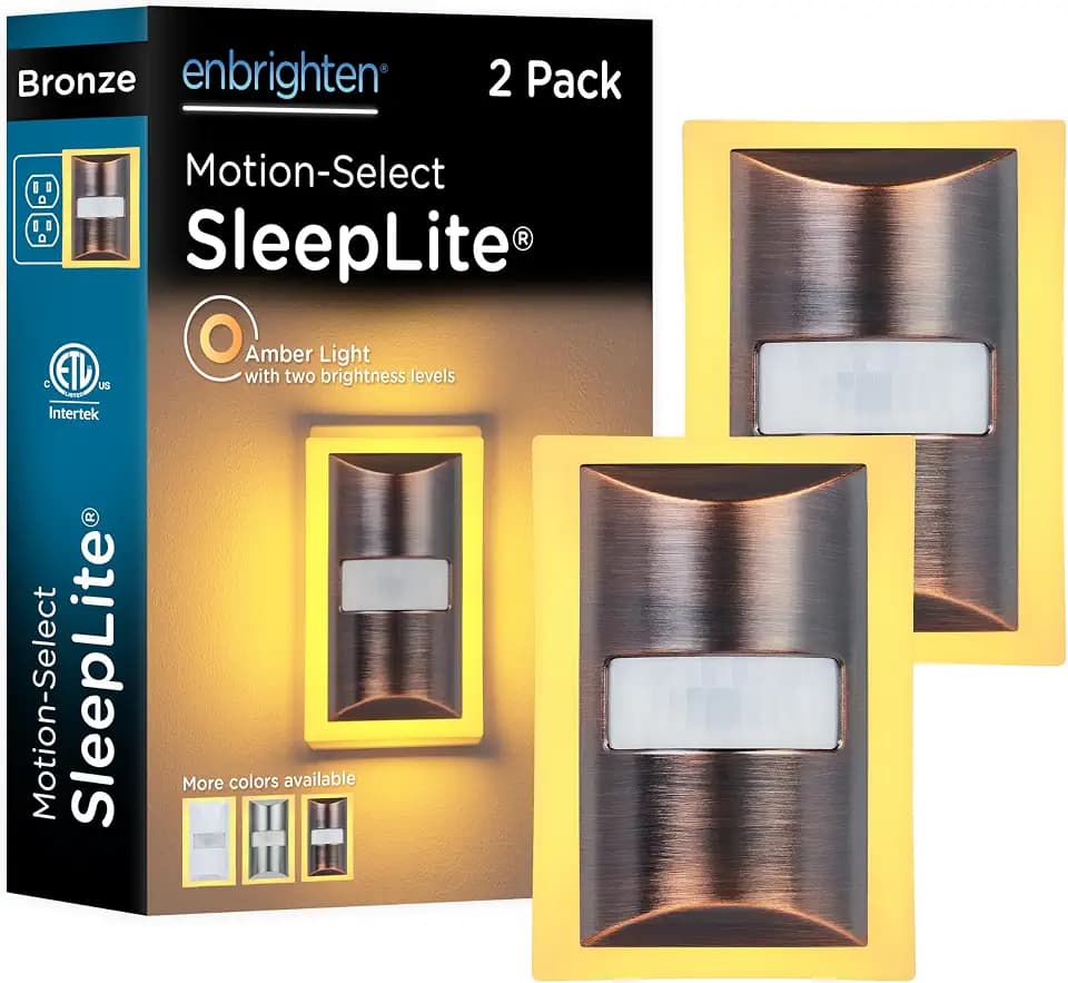Enbrighten SleepLite Plug in Night Light with Motion Sensor, 2 Pack