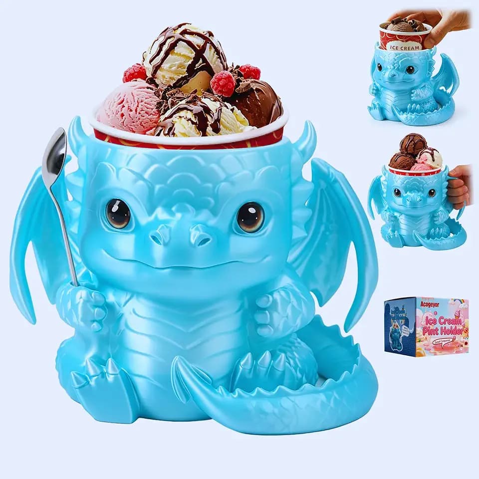 Ice Cream Pint Holder, Wing Grip, 16 oz, Gift Box, Dinosaur