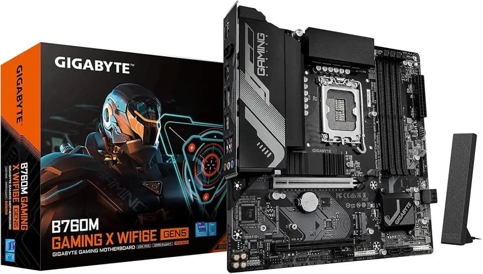 GIGABYTE B760M Gaming X WIFI6E GEN5 Mainboard – Unterstützt Intel Core Prozessoren der 14. Generation, 8+1+1 Phasen VRM, bis zu 5600 MHz DDR5, 2 x PCIe 4.0 M.2, Wi-Fi 6E, 2.5 GbE LAN, USB 3.2 Gen 1