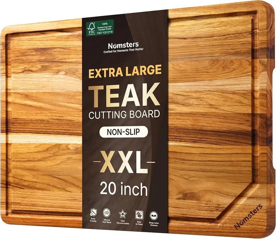 20'' Extra Large Teak Cutting Board Kitchen Non Slip Wood Butcher Block