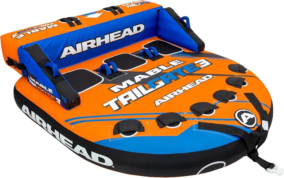 Airhead Mable Towable Tube for Boating, 1-4 Rider Inflatable Boat Tube for Water Tubing, Heavy Duty Full Nylon Cover, EVA Foam Pads, Dual Tow Point, Patented Speed Safety Valve