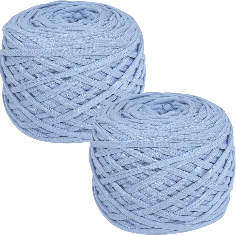 800g T-Shirt Yarn, 260 Yards Elastic Fabric Crochet DIY Sky Blue