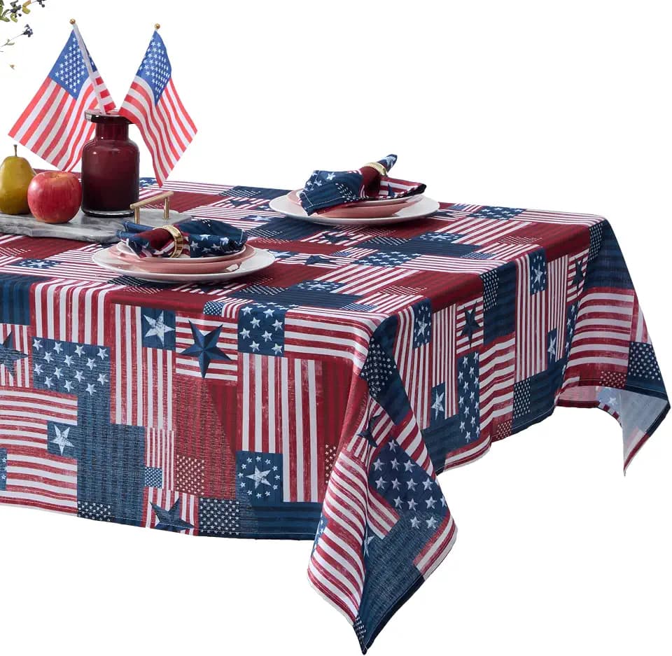 Newbridge Red, White, Blue Patriotic Flag 60x120 Inch Rectangle Tablecloth