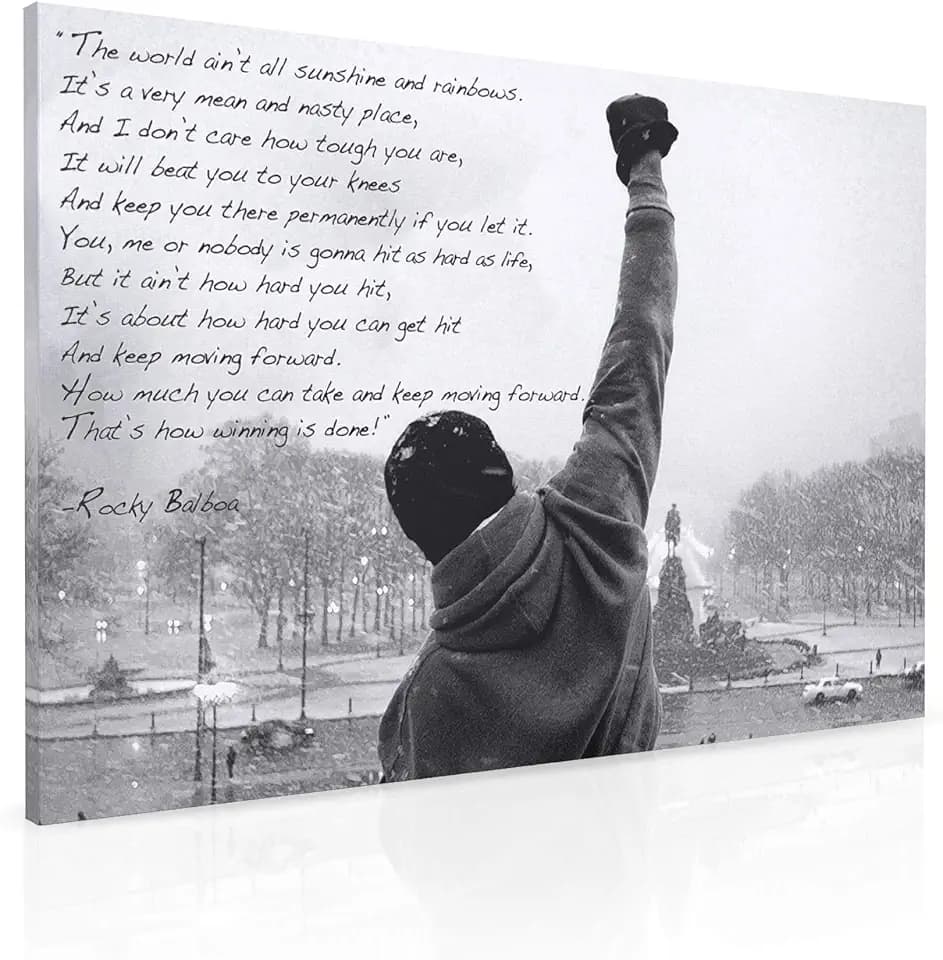 Hope Inspirational Canvas Print Motivational Quote Wall Art - Boxing Office & Gym Decor for Men Ready to Hang Framed Canvas Artwork For Walls- Inspirational Movie Quotes (30x20 Inch)