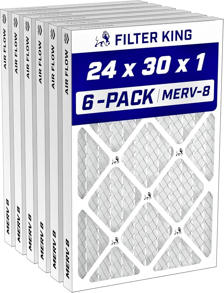 Filter King 24x30x1 Air Filter MERV 8, AC Furnace Filters (6-Pack)