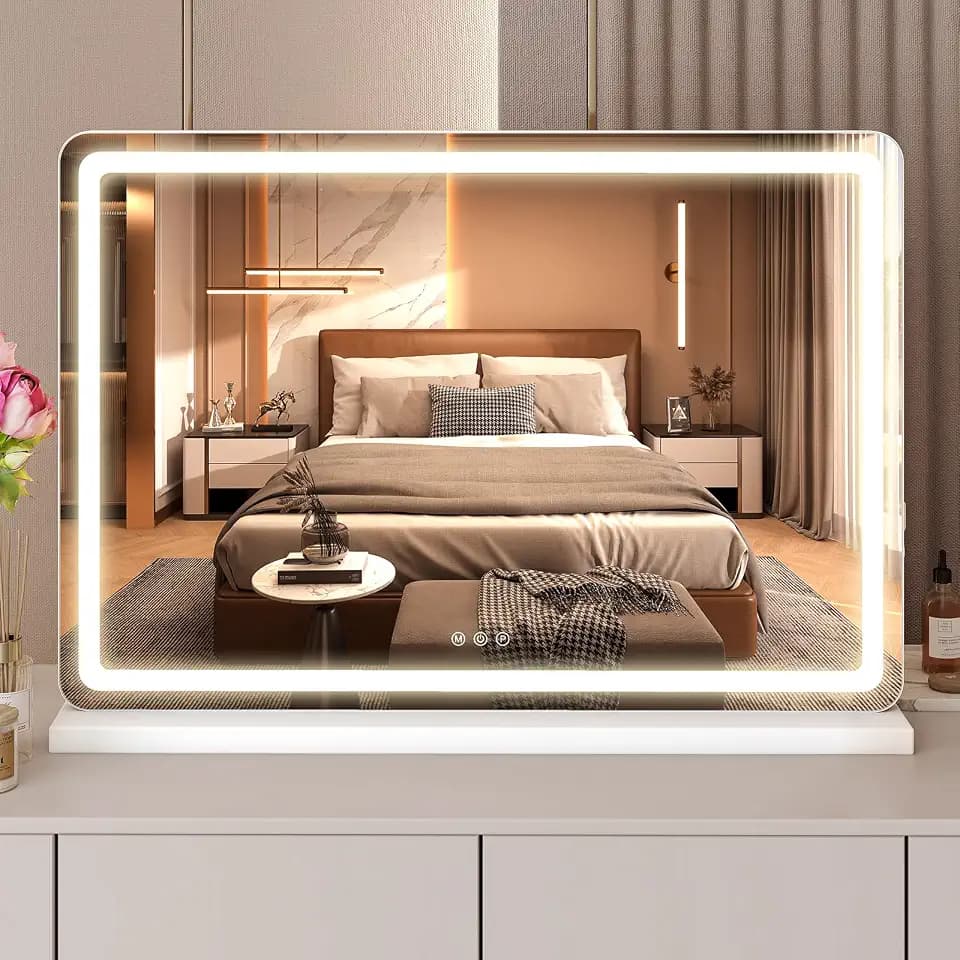 NEWBULIG LED Vanity Mirror, 32"x22" Full-View Makeup Mirror with Lights