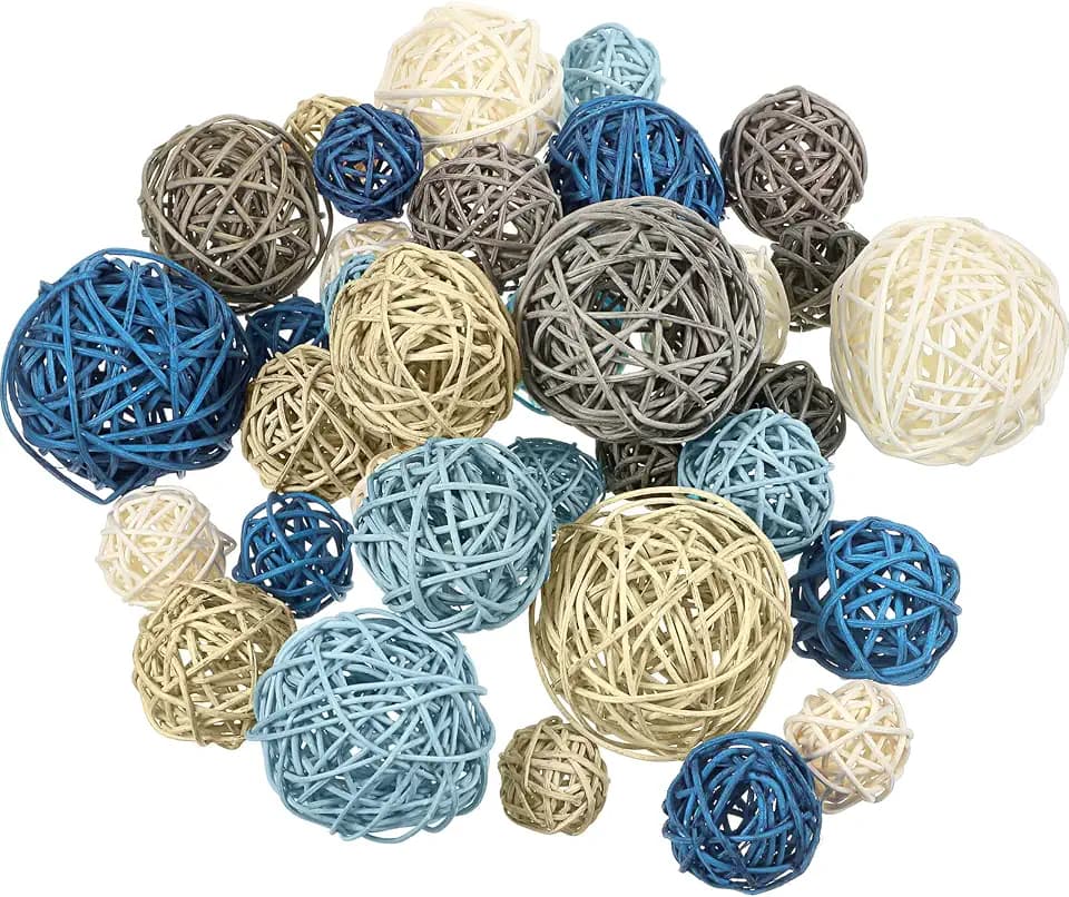 Patelai Wicker Ball Orbs,Cute Color,2.4'',2'',1.6'',1.2''
