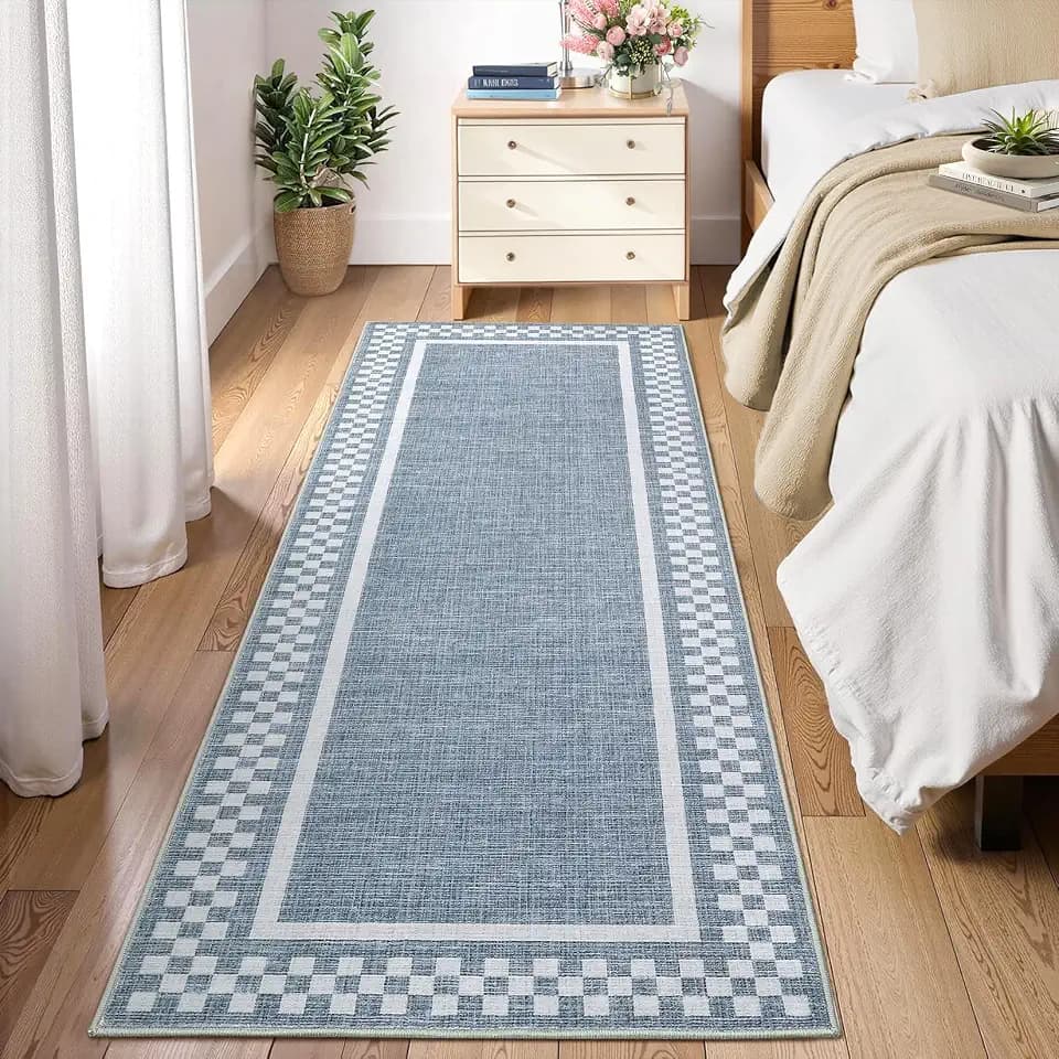 GarveeHome Washable Runner Rug 2x10 Modern Bordered Hallway Runner Rug
