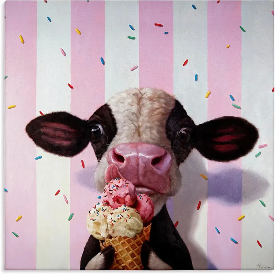 Stupell Industries 'Cow with Ice Cream Cone', Canvas Art, 17 x 17
