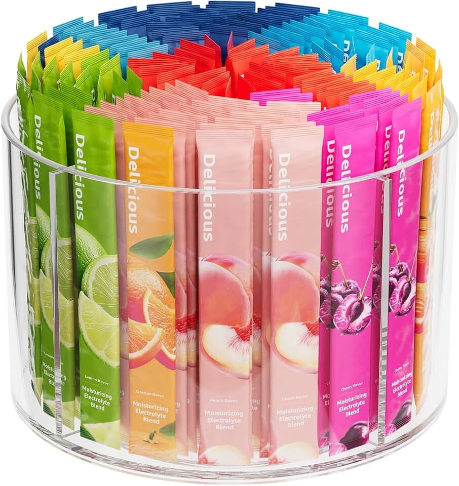 Divided Drink Packet Organizer, Rotating Turntable Organizer, Lazy Susan