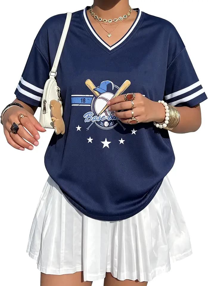 Baseball Shirts for Women Oversized Game Day Baseball Fan Jersey Shirts Game Day Jersey