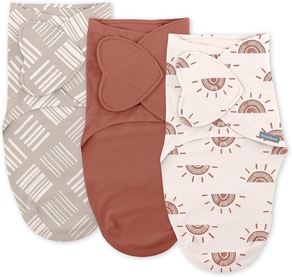 SwaddleMe by Ingenuity Monogram Collection Baby Swaddle Blanket, Rising Sun
