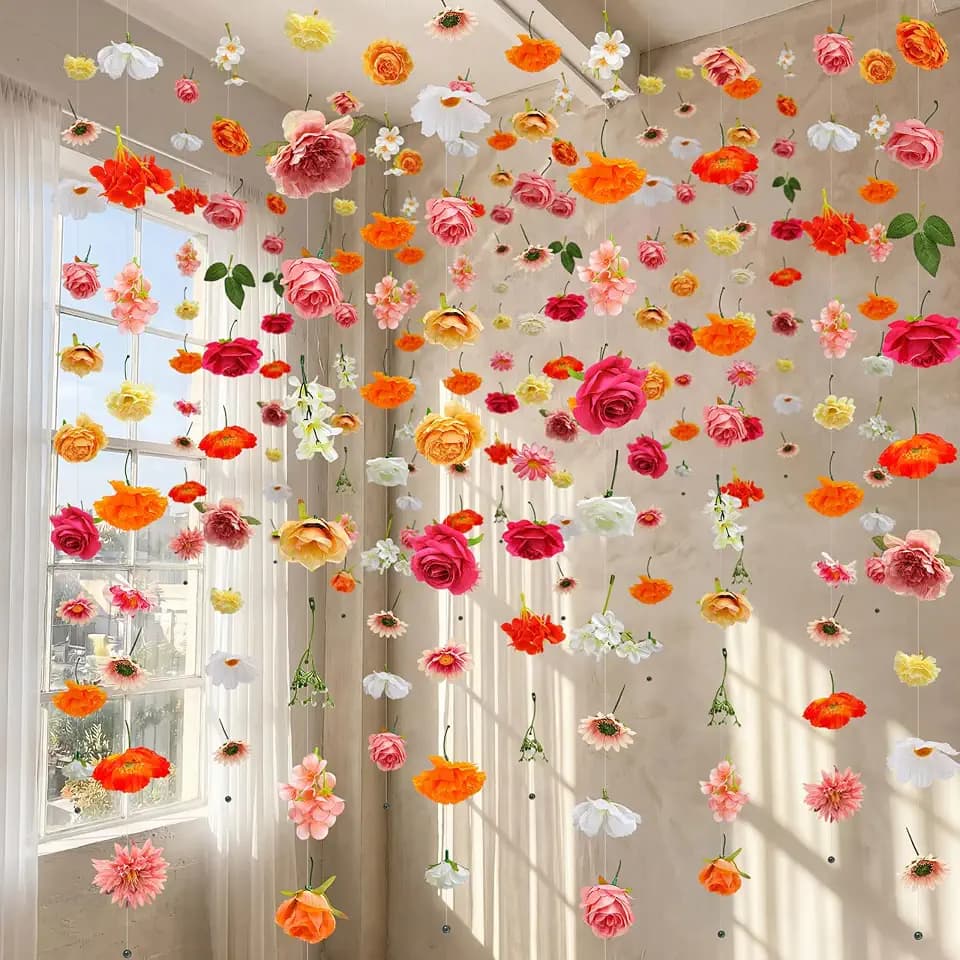 6 Pcs 35.4 ft Hanging Flower Artificial Wildflower Garlands Floral Vines