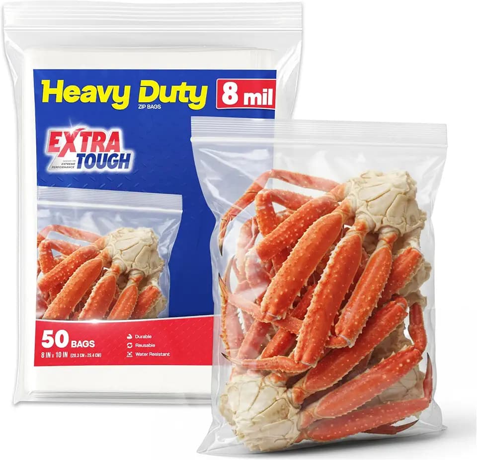 Heavy Duty Zip Seal Lock Storage Bags, Extra Thick Clear Plastic Zip Bags