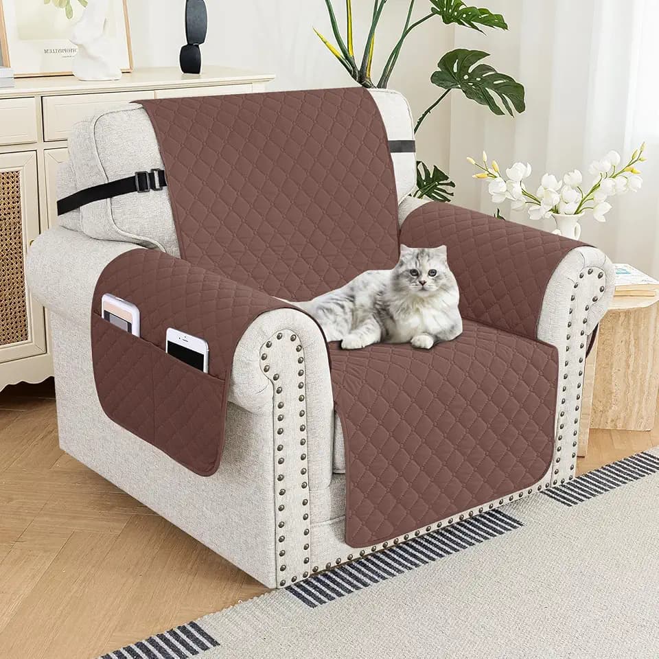 XINEAGE Waterproof 1 Seater Sofa Cover Non-Slip Sofa Slipcover with Pocket