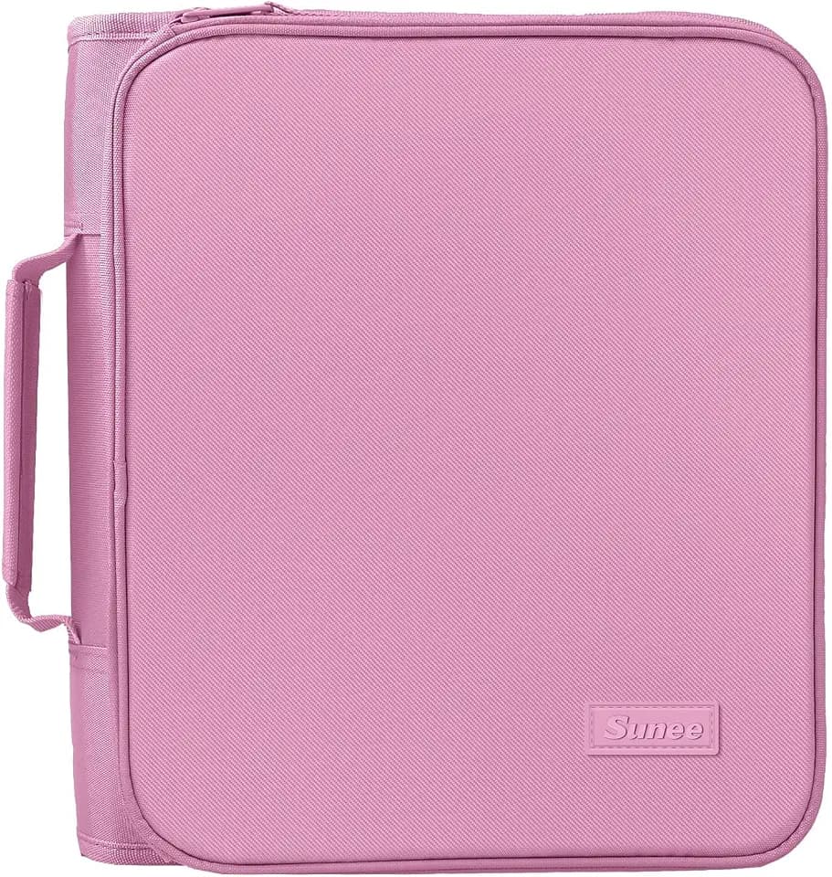 SUNEE Zippered Binder Bag with Handle, 2-Inch 3-Ring O-Ring, 500-Sheet Capacity, Includes Zip Pocket, 5-Tab Expanding File Folder, Multi-Pocket Organizer Binder for Middle School, Grape Purple