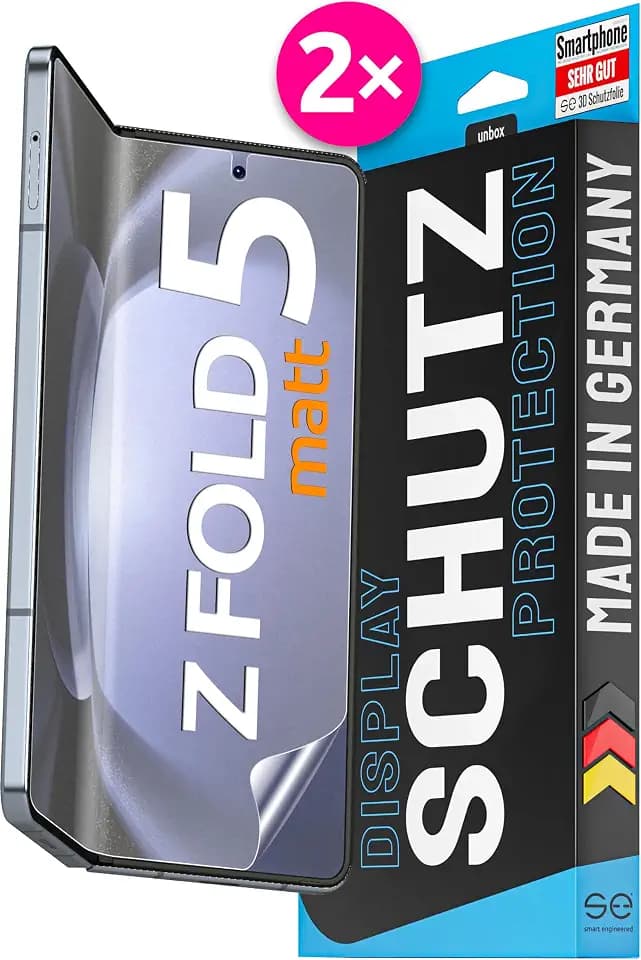 2x se® 3D SCHUTZFOLIE Entspiegelt für Samsung Galaxy Z Fold 5 - Innen-Display,Anti-Staub, 100% Fingerabdruck & FaceID kompatibel, einfache blasenfreie Installation, Stoß-Kratzfest, aus Deutschland