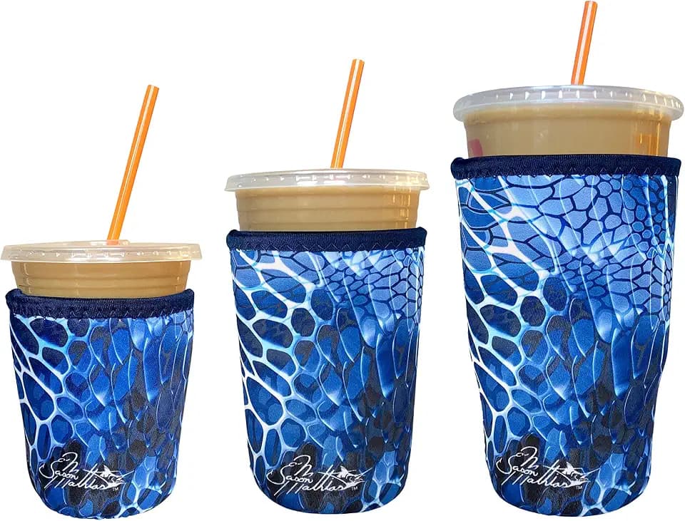 3-Pack Iced Coffee Sleeve SET OF 3 - Blue Aquatint by Jason Mathias