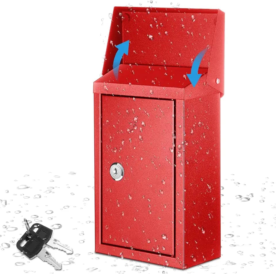 Yaocom Cash Box for Farm Stand with Lock and 2 Keys, Wall Mount