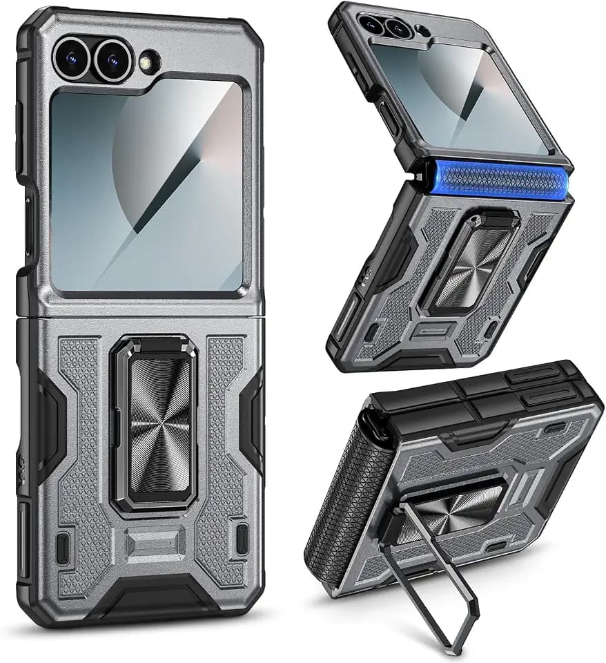 VEGO Phone Case for Z Flip 6 Built-in Screen Protector & Hinge Cover