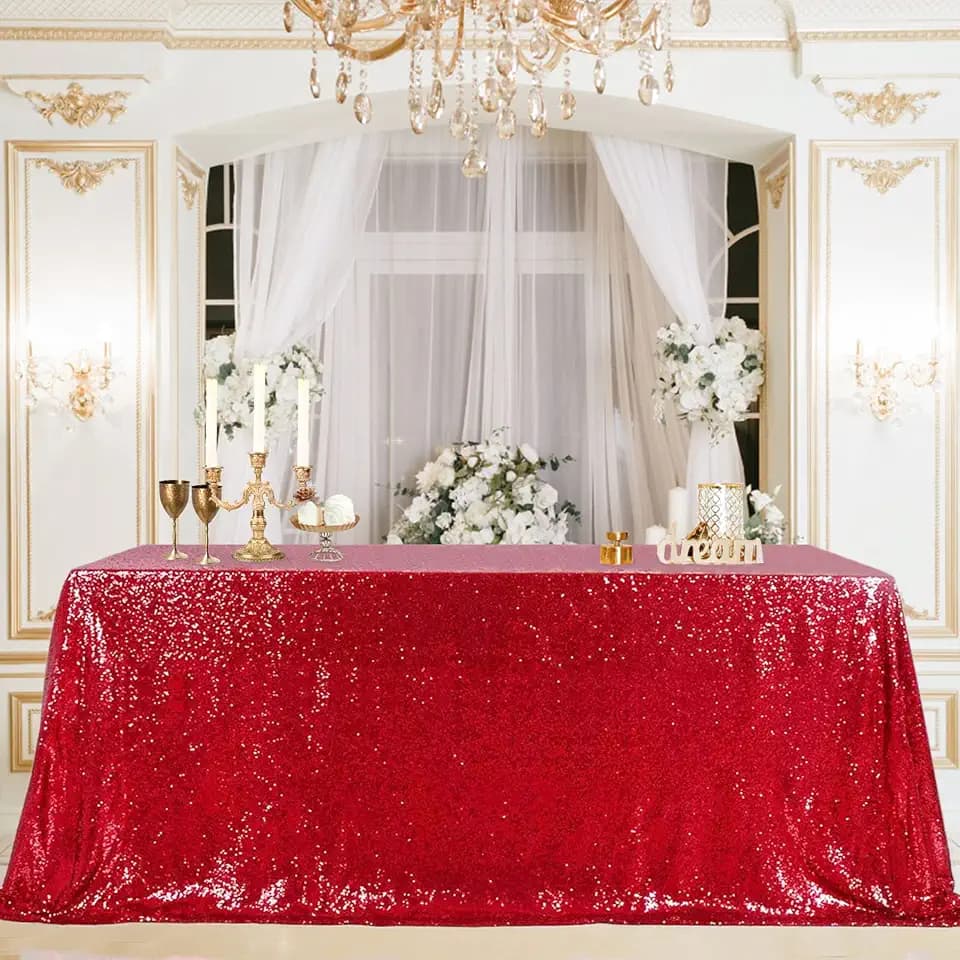 Red Sequin Tablecloth Parties Cloth Christmas Table Cloths 50x80 Inches