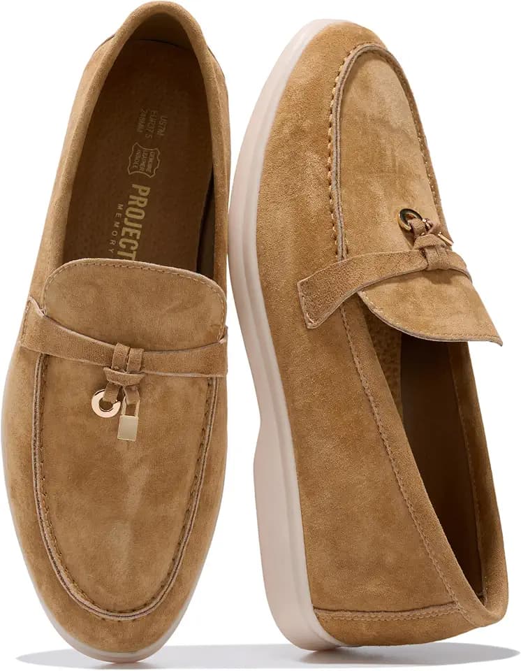 Project Cloud 100% Genuine Leather Loafers for Women Slip-on Womens Loafers