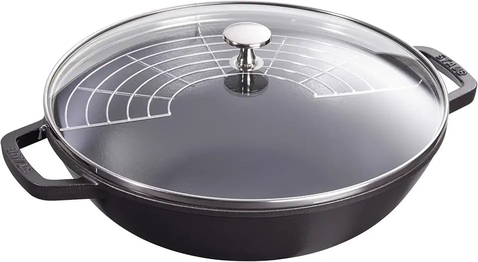 STAUB Cast Iron Perfect Pan, Dutch Oven, 4.5-quart, serves 4-5, Made in France, Matte Black