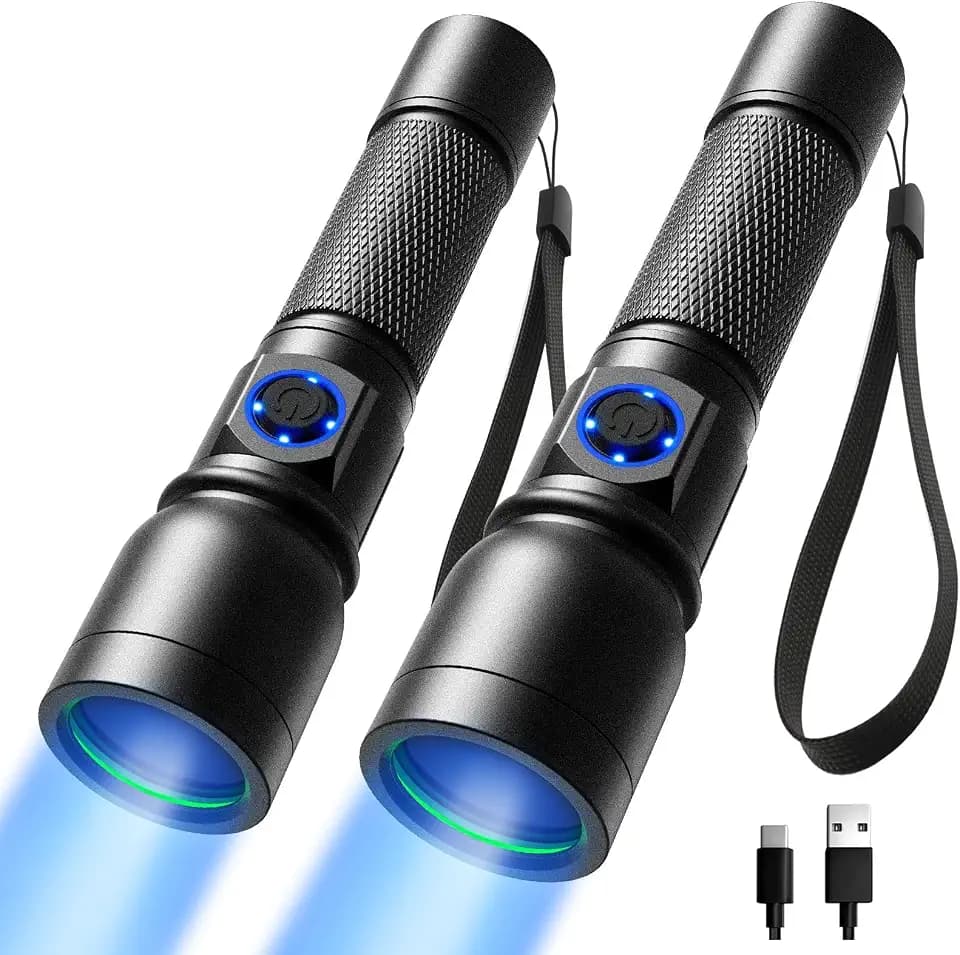 Consciot UV Flashlight Blacklight USB-C Rechargeable, 365nm, 2 Pack