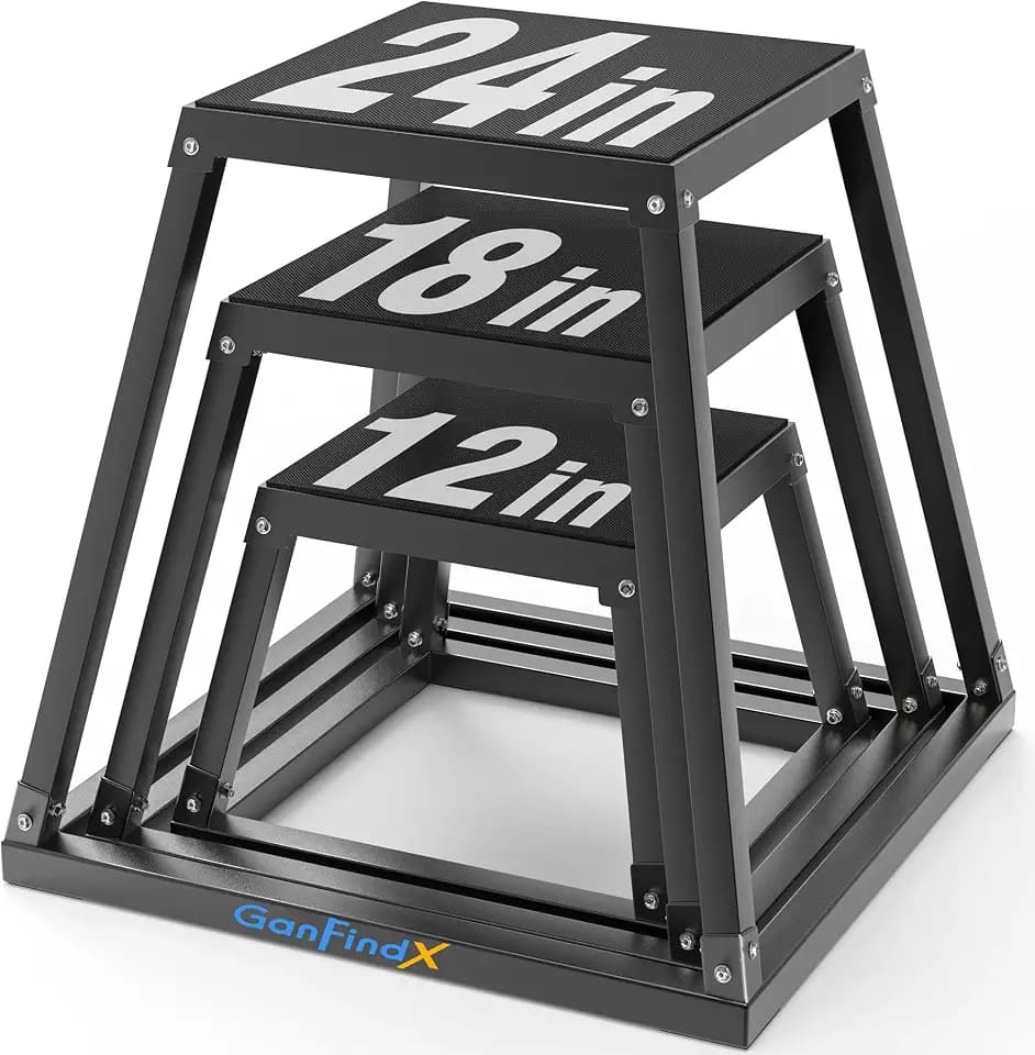 GanFindX 12/18/24" Metal Plyometric Jump Box, Heavy Duty Fitness Platform