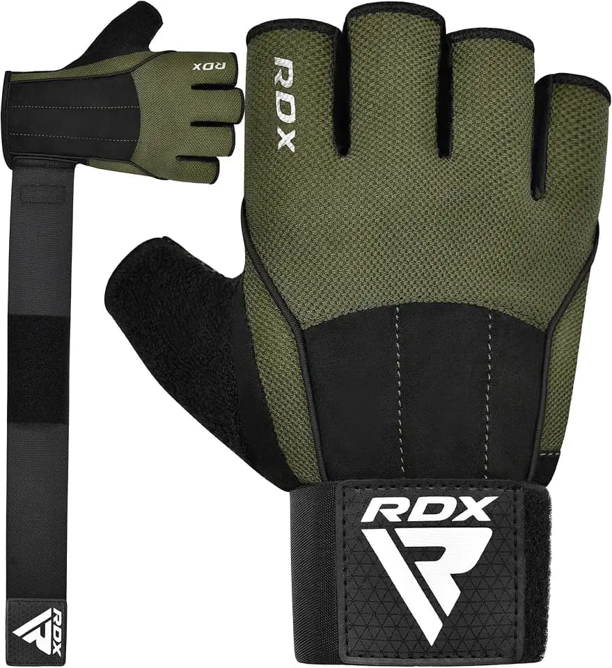 RDX Workout Gloves, 15-Inch Long Support Strap Anti Slip Palm Protection with 3 Wrist Alignment Plates, Powerlifting Deadlifting Bodybuilding Gym Fitness, Weight Lifting Exercise Training, Men Women