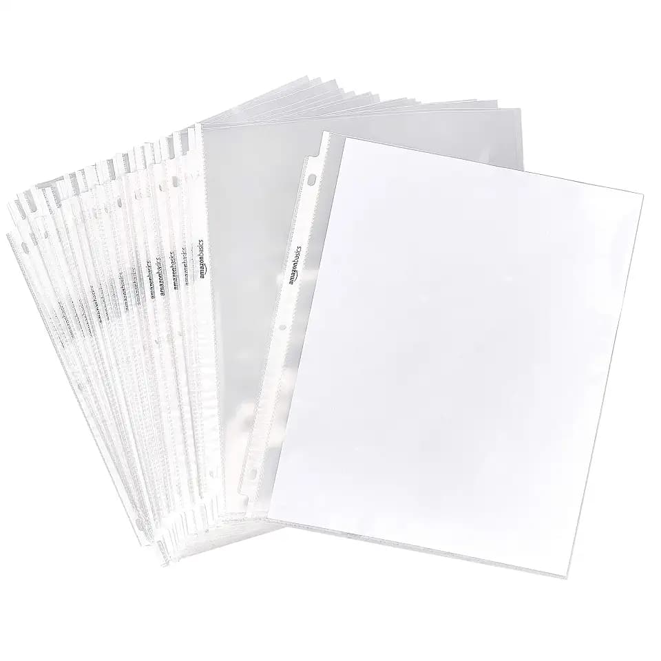 Amazon Basics Sheet Protectors for 3 Ring Binder, Top Loading, Clear Plastic, 1200-Pack