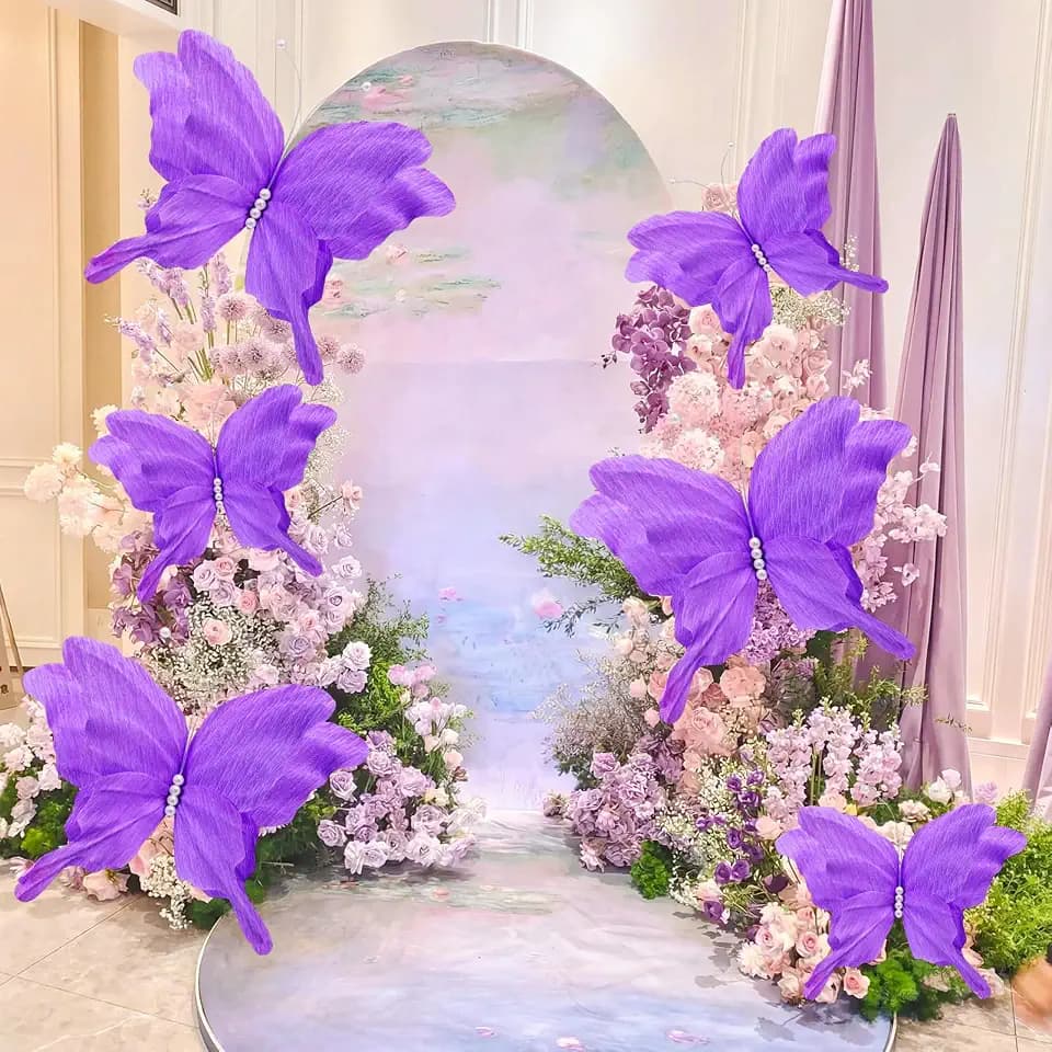 Tinlade 6 Pcs Christmas 20" 12" Large 3D Butterfly Decoration, Purple