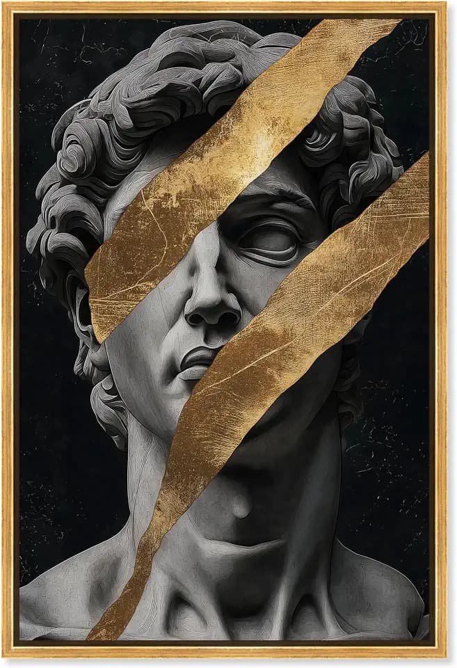 Art Remedy Statue Statues I Canvas Mancave Art, Gold Frame, 24" x 36"
