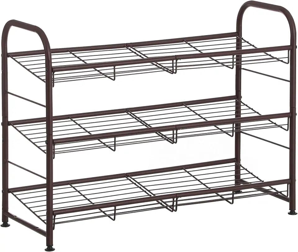 SONGMICS 3-Tier Stackable Metal Shoe Rack, Holds Up to 12 Pairs of Shoes