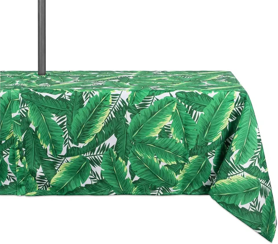 DII Outdoor Tabletop Collection, Stain Resistant & Waterproof, 60x84 w/Zipper, Banana Leaf