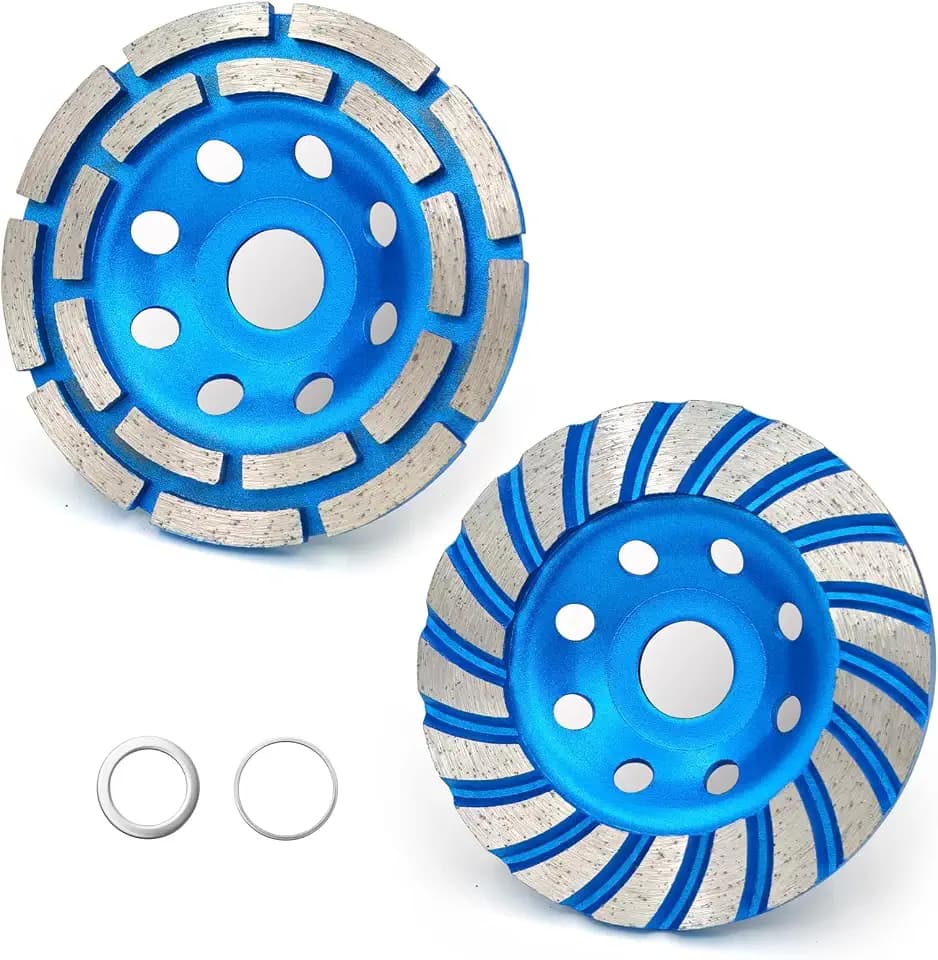 2Pcs Diamond Concrete Grinding Cup Wheels 115mm 4-1/2" Set (Double Row + Turbo Row Segment), Fits 7/8" Arbor for Angle Grinder, Shaping Cleaning Concrete Masonry Marble Granite Brick
