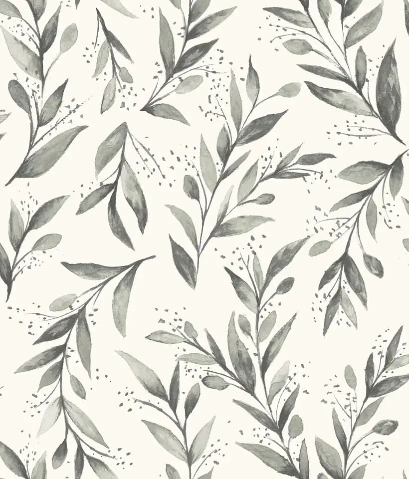Magnolia Home Olive Branch Charcoal Peel and Stick Wallpaper