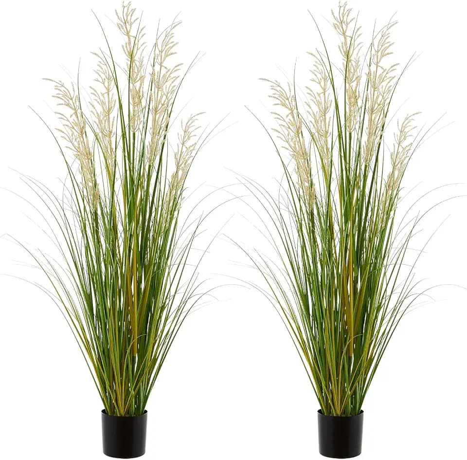 2 Pack 4ft Artificial Cattail Reed Grass, Fake Grass Plants in Pot