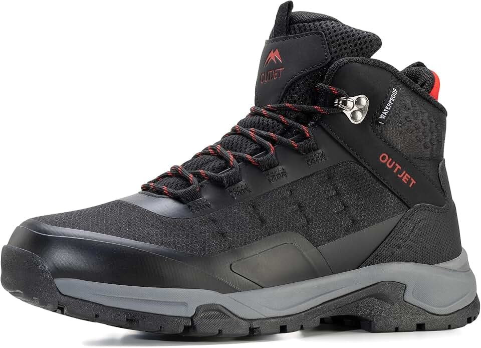 Men's Waterproof Hiking Boots Lightweight Leather Mid Ankle Outdoor Trail Trekking shoes