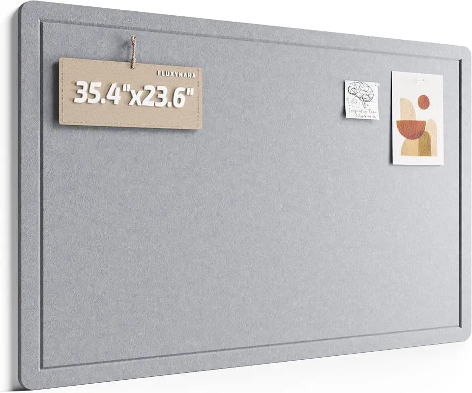 Fluxynara 35.4" x 23.6" Bulletin Board, Soft Gray