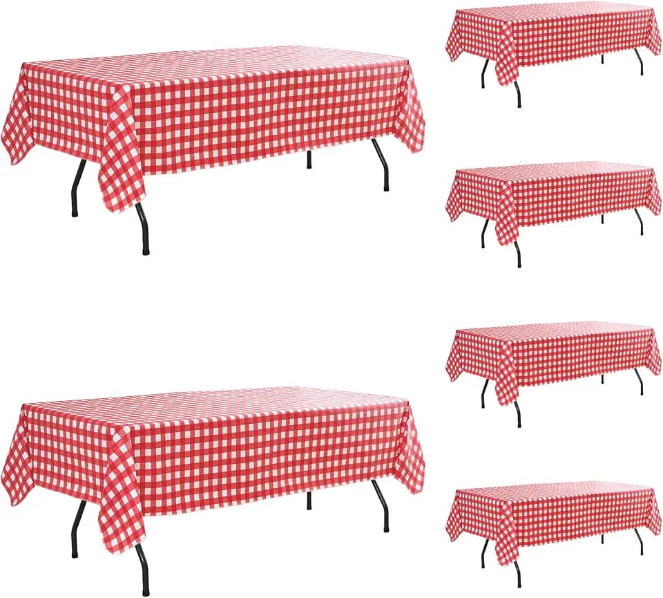 Vinyl Tablecloth with Flannel Backing-Gingham Checkered Picnic Table Cloth