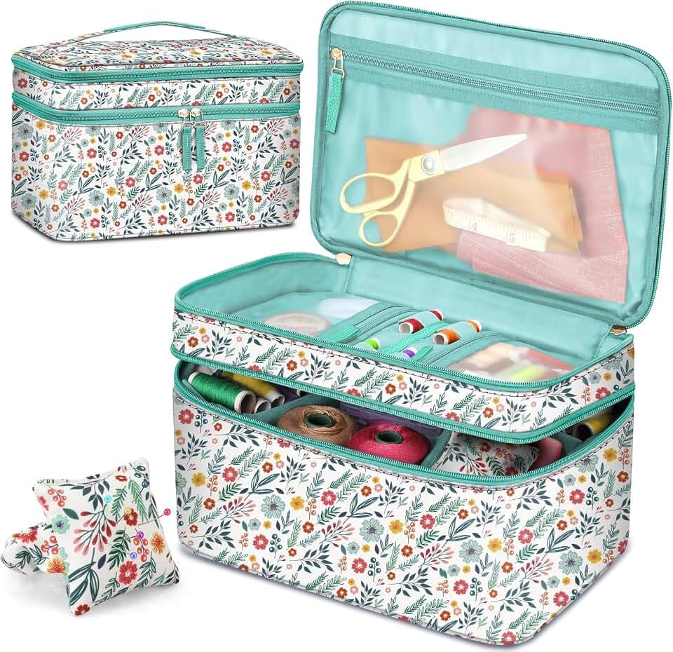 FINPAC Double-Layer Sewing Accessories Storage and Organizer Case Bag