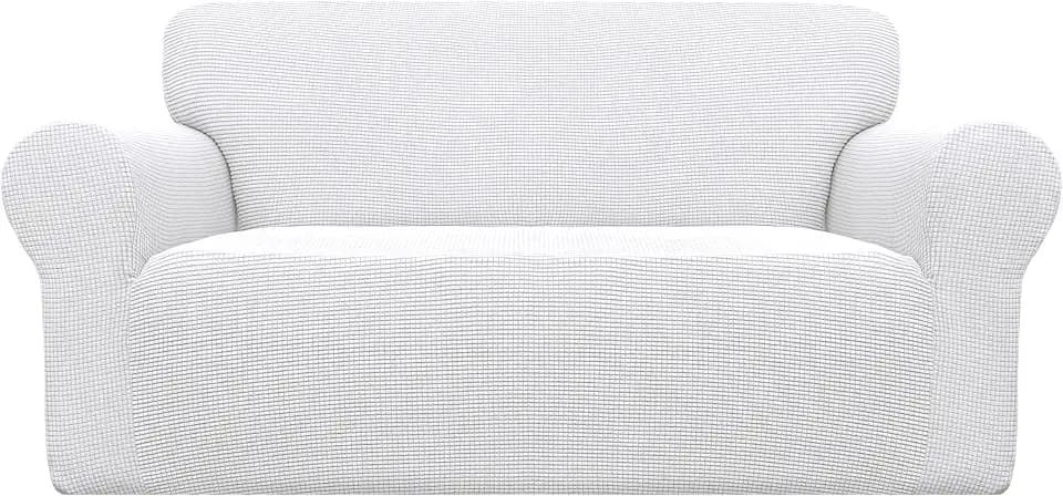 Easy-Going Stretch Loveseat Couch Covers Washable Snow White