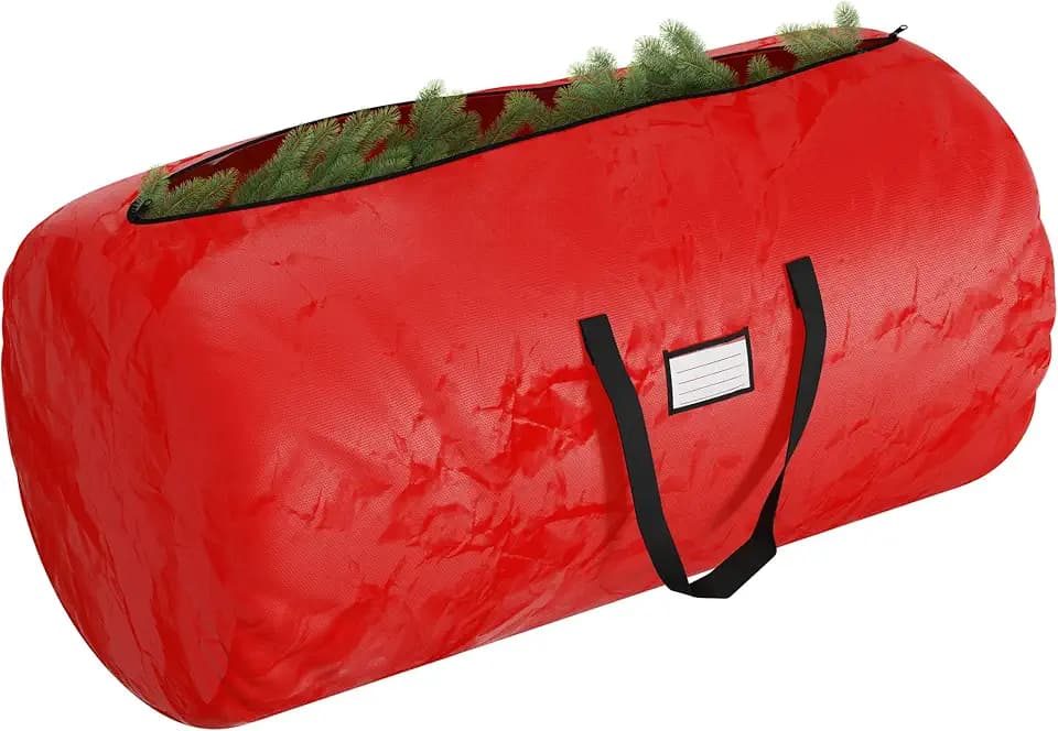 Christmas Tree Storage Bag - Polypropylene Tote with Zipper for Holiday Decorations, Inflatables, Garland and 12-Ft Artificial Trees by Elf Stor (Red)