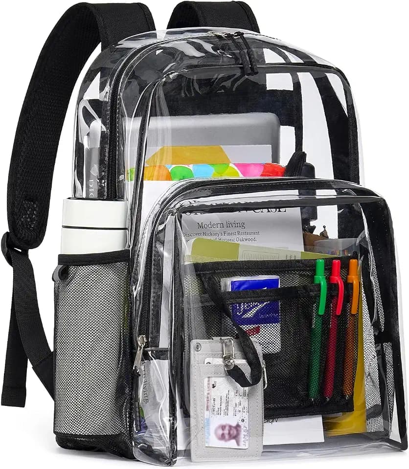 Clear Backpack for School, 17 Inch Large Heavy Duty Clear Bookbag