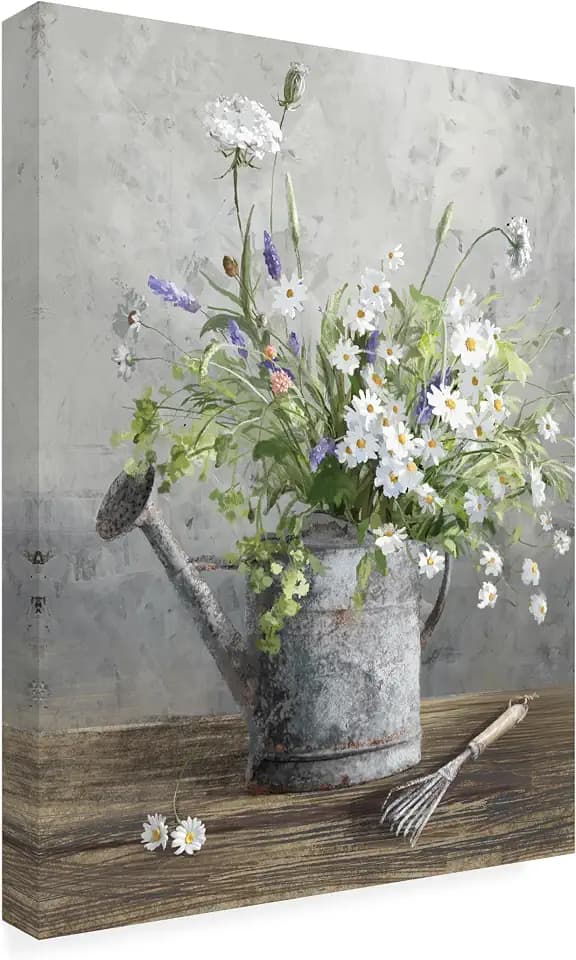 Wrapped Canvas Wall Art - Danhui Nai 'Cottage Gardening II' Wall Art for Living Room, Bedroom, or Office Décor - 18 x 24 Inches - 18x24