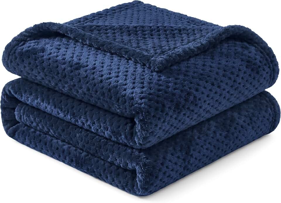 PAVILIA Fleece Throw Blanket for Couch Sofa Bed, Dark Navy Blue 60x80 Twin