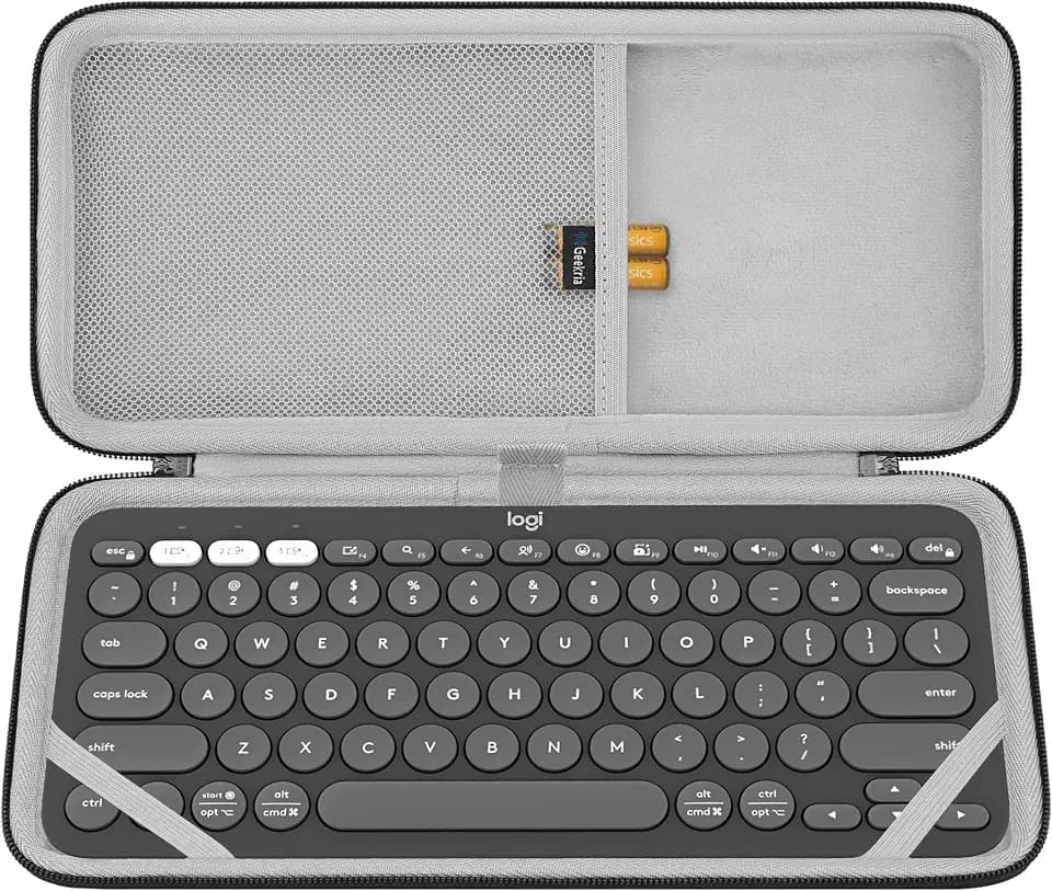 Geekria Keyboard-Tragetasche, Hartschalen-Schutzhülle für kleine kompakte Tastaturen, kompatibel mit Logitech Pebble Keys 2 K380s/K380 (Dunkelgrau)